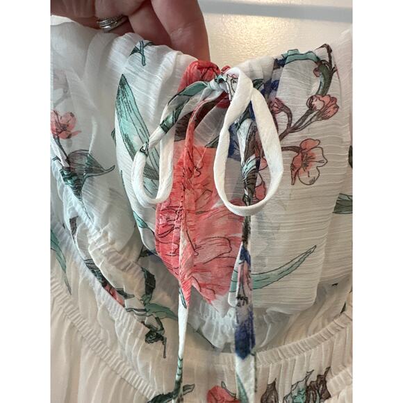 Anthropologie Somerset Strapless Floral Chiffon Midi Dress NWT Size Large - Picture 6 of 10